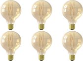 CALEX - LED Lamp 6 Pack - Globe - Filament G95 - E27 Fitting - Dimbaar - 4W - Warm Wit 2100K - Goud - BES LED