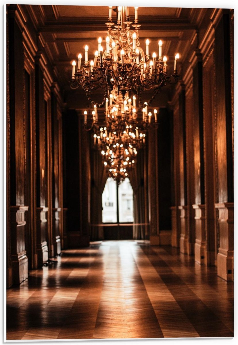 Forex - Gang in Paleis met Kroonluchter - 40x60cm Foto op Forex