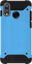 WLONS Rubber Kunststof Bumper Case Hoesje Geschikt voor Huawei P20 Lite (2018) - Blauw