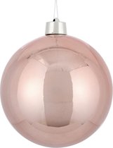 1x Grote kunststof kerstbal lichtroze 25 cm - Groot formaat roze kerstballen