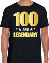 100 and legendary verjaardag cadeau t-shirt / shirt - zwart - gouden en witte letters - voor heren - 100 jaar  / outfit L