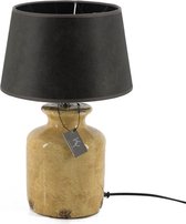 Aardewerk lampenvoet geel - bureaulamp zonder kap - 16x16x21cm - okergeel tafellamp