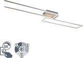 QAZQA plazas - Moderne LED Dimbare Plafondlamp met Dimmer - 1 lichts - L 1100 mm - Staal -  Woonkamer | Slaapkamer | Keuken