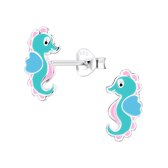 zilveren paarse zeepaardje kinderoorbellen | purple seahorse oorbellen Meisje Zilver | Zilverana | Sterling 925 Silver