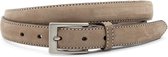 JV Belts Lichte taupe smalle dames riem - dames riem - 2.5 cm breed - Licht Taupe - Echt Leer/Nubuck - Taille: 85cm - Totale lengte riem: 100cm