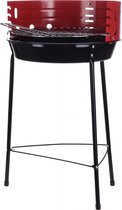 Houtskoolbarbecue - BBQ - Rond - Zwart met Rood