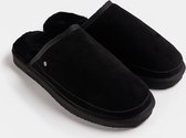 WE Fashion Heren pantoffels van suède met schapenvacht