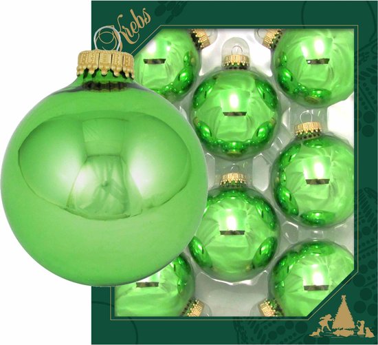 8x Jade lime groene glazen kerstballen glans 7 cm
