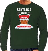 Foute Kerstsweater / Kersttrui Santa is a big fat motherfucker groen voor heren - Kerstkleding / Christmas outfit 2XL