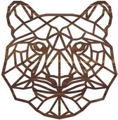 Geometrische Dieren Tijger - Noten hout - S (25x26 cm) - Cadeau - Kinderen - Geschenk - Woon decoratie - Woonkamer - Slaapkamer - Geometrische wanddecoratie - WoodWideCities