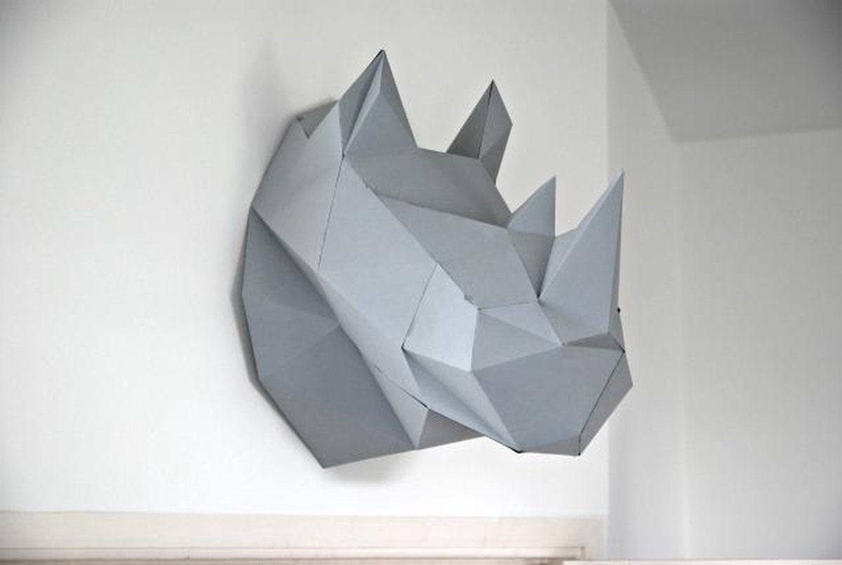 Assembli neushoorn paper kit DIY-grijs
