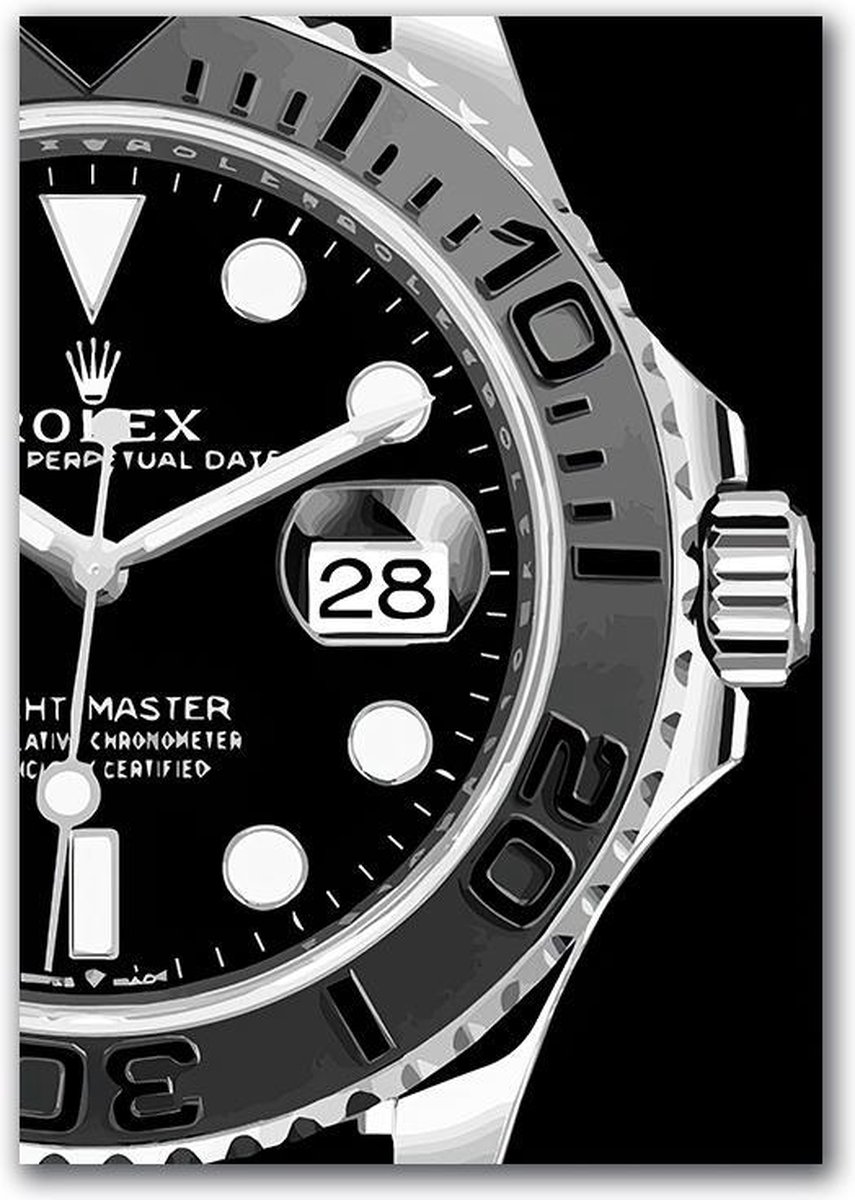 Canvas Experts Schilderij Doek Met Exclusief Rolex Horloge Zwart Maat  100x70CM *ALLEEN