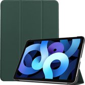 Hoes Geschikt voor iPad Air 2020 Hoes Book Case Hoesje Trifold Cover - Hoesje Geschikt voor iPad Air 4 2020 Hoesje Bookcase - Donkergroen