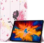Tablet Hoes voor Lenovo Tab P11 Pro 11.5 inch - Tri-Fold Book Case - Cover met Auto/Wake Functie - Flower Fee