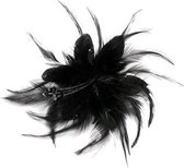 Zac's Alter Ego Fascinator Feather fleur avec paillettes sur broche Zwart