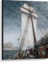 Canvas  - Zeilschip op Zee - 75x100cm Foto op Canvas Schilderij (Wanddecoratie op Canvas)
