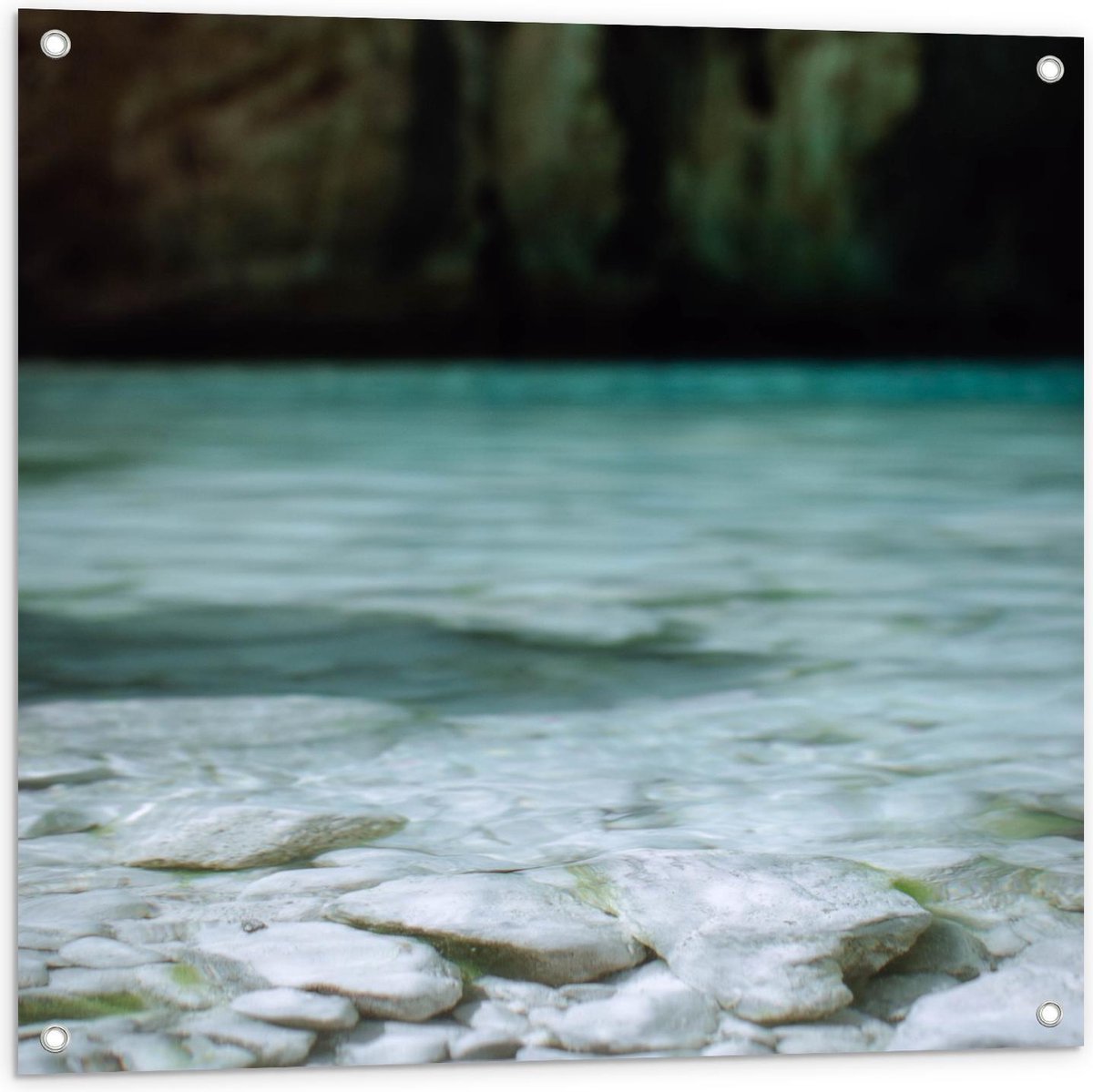 Tuinposter – Witte Stenen in Water - 80x80cm Foto op Tuinposter  (wanddecoratie voor buiten en binnen) op Prijzenvolger.com