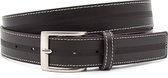 JV Belts Donker bruine heren riem - heren riem - 3.5 cm breed - Bruin - Echt Leer - Taille: 95cm - Totale lengte riem: 110cm
