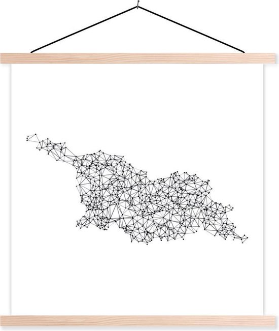 Illustratie van Georgië in zwarte en witte kleuren schoolplaat platte latten blank 60x60 cm - Foto print op textielposter (wanddecoratie woonkamer/slaapkamer)