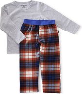 Little Label - pyjama set jongens - blue orange check - maat: 110/116 - bio-katoen