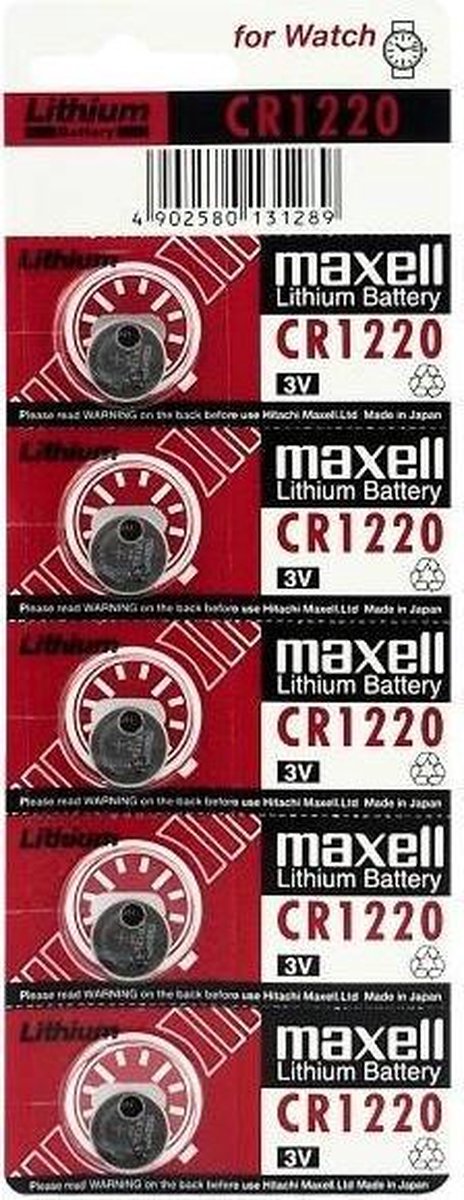 CR1220 Lithium knoopcellen 5 stuks Maxell