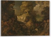 Acrylglas - Oude Meesters - Elia door de raven gevoed, Roelandt Savery, 1634 - 40x30cm Foto op Acrylglas (Met Ophangsysteem)