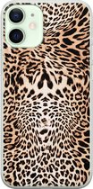 iPhone 12 mini hoesje siliconen - Animal print - Soft Case Telefoonhoesje - Luipaardprint - Transparant, Bruin