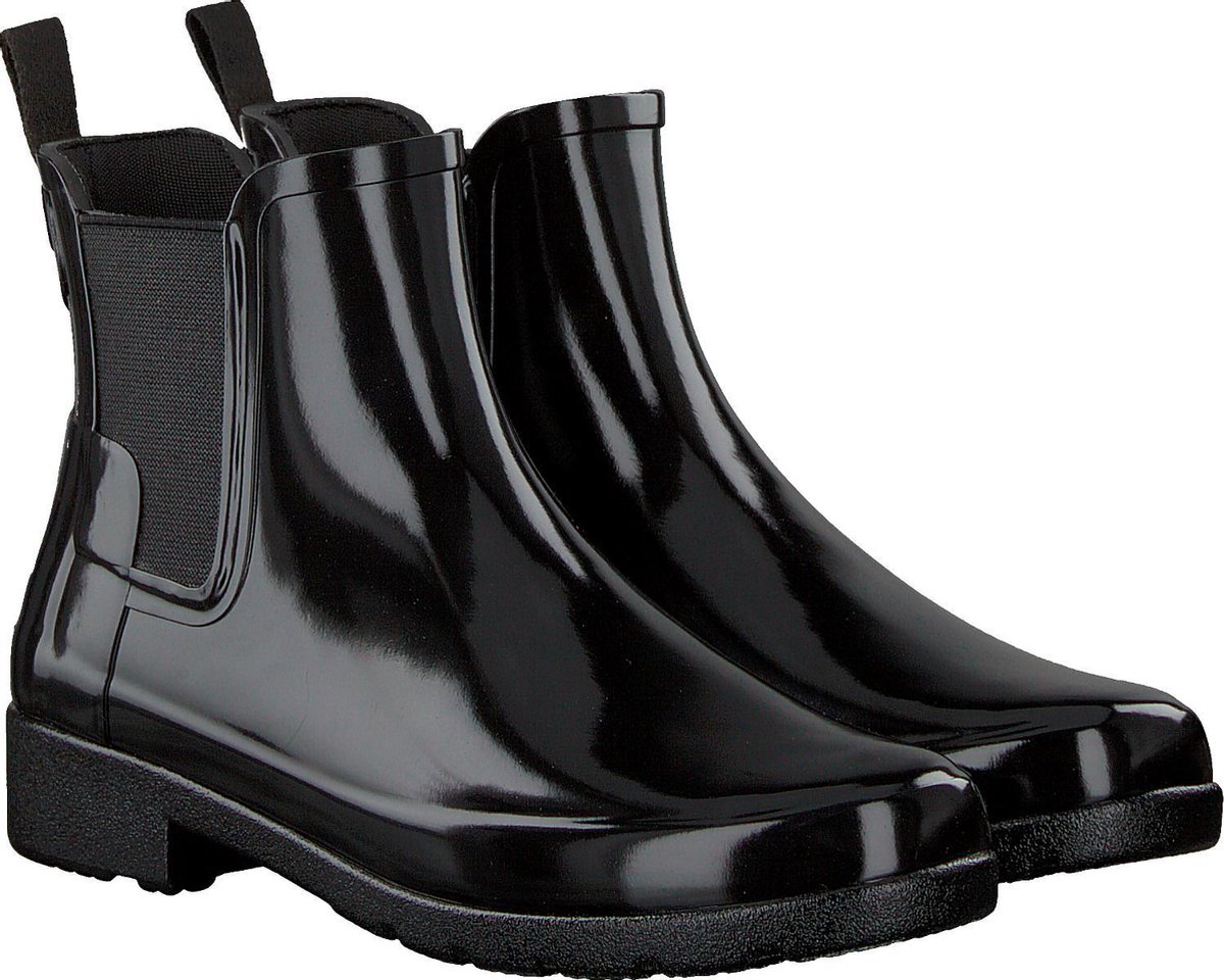 HUNTER Original Short Gloss Regenlaarzen in het Zwart Dames Schoenen voor voor Laarzen voor Regenlaarzen 