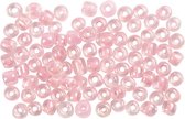 Rocailles, d 4 mm, afm 6/0 , gatgrootte 0,9-1,2 mm, roze kern, 25 gr/ 1 doos