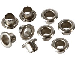 Eyelets, H: 4,5 mm, d 7,5 mm, gatgrootte 4 mm, zilver, 100 stuk/ 1 doos