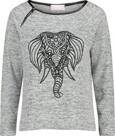 Cassis - Female - T-shirt met een olifantenhoofd en strassteentjes  - Gris Chine
