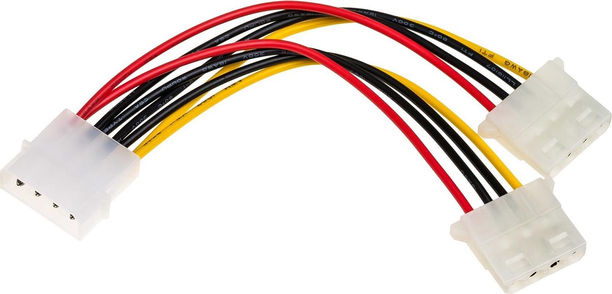 Akyga Molex-Adapterkabel Voor Pc, Voeding, Harde Schijf, Ssd, 0-15 Meter, Splitter 2X