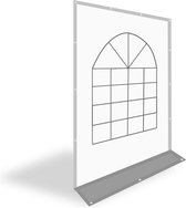 Partytent zijwand met raam | 2m breed | 2,2m hoog | PVC Professional - Grijs / wit