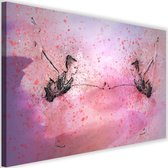 Schilderij Ballerina voor een spiegel, 2 maten, paars/zwart