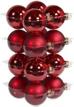 32x Rode glazen kerstballen 8 cm - mat/glans - Kerstboomversiering rood
