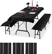 Relaxdays 12 x tafelkleed biertafel en banken - hoezen set biertent - 250 x 100 cm zwart