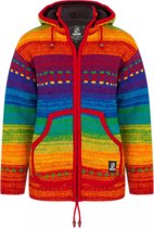 Gebreid Wollen Dames Vest van Schapenwol met Polyester Fleece voering en afneembare capuchon - SHAKALOHA - W Shaker ZH Spectrum XXL