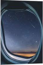Acrylglas - Vliegtuigraam met Sterrenhemel - 60x90cm Foto op Acrylglas (Wanddecoratie op Acrylglas)