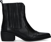 Manfield - Dames - Zwarte leren western boots - Maat 39