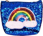 Kleine portemonnee glitters blauw regenboog