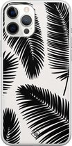 iPhone 12 Pro Max hoesje siliconen - Palm leaves silhouette | Apple iPhone 12 Pro Max case | TPU backcover transparant