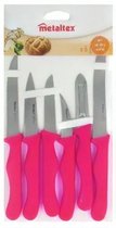 Metaltex Keukenmessenset 11-24,5 Cm Rvs Zilver/roze 6-delig