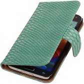 Mobieletelefoonhoesje.nl - Samsung Galaxy S5 Mini Hoesje Slang Bookstyle Turquoise