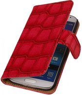 Mobieletelefoonhoesje.nl - Samsung Galaxy S5 Hoesje Glans Krokodil Bookstyle Rood