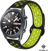 Siliconen Smartwatch bandje - Geschikt voor  Samsung Galaxy Watch 3 sport band 45mm - zwart/geel - Strap-it Horlogeband / Polsband / Armband