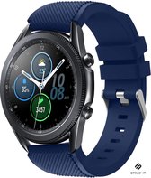 Siliconen Smartwatch bandje - Geschikt voor  Samsung Galaxy Watch 3 45mm siliconen bandje - donkerblauw - Strap-it Horlogeband / Polsband / Armband