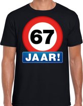 Stopbord 67 jaar verjaardag t-shirt - zwart - heren - 67e verjaardag - Happy Birthday shirts / kleding XL