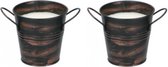 2x Citronella tuin kaarsen in emmer oldlook brons 10 cm - Anti muggen/insecten artikelen