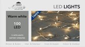 Kerstverlichting met timer 100 warm witte lampjes op batterijen - Lichtsnoer transparant met 100 leds
