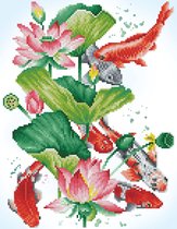 Diamond Painting Volwassenen - Ronde Steentjes - Volledig Pakket - Hobby - Diamond Dotz® - DD7.045 - Dieren - Kooikarpers met lotusbloem 32 x 41cm